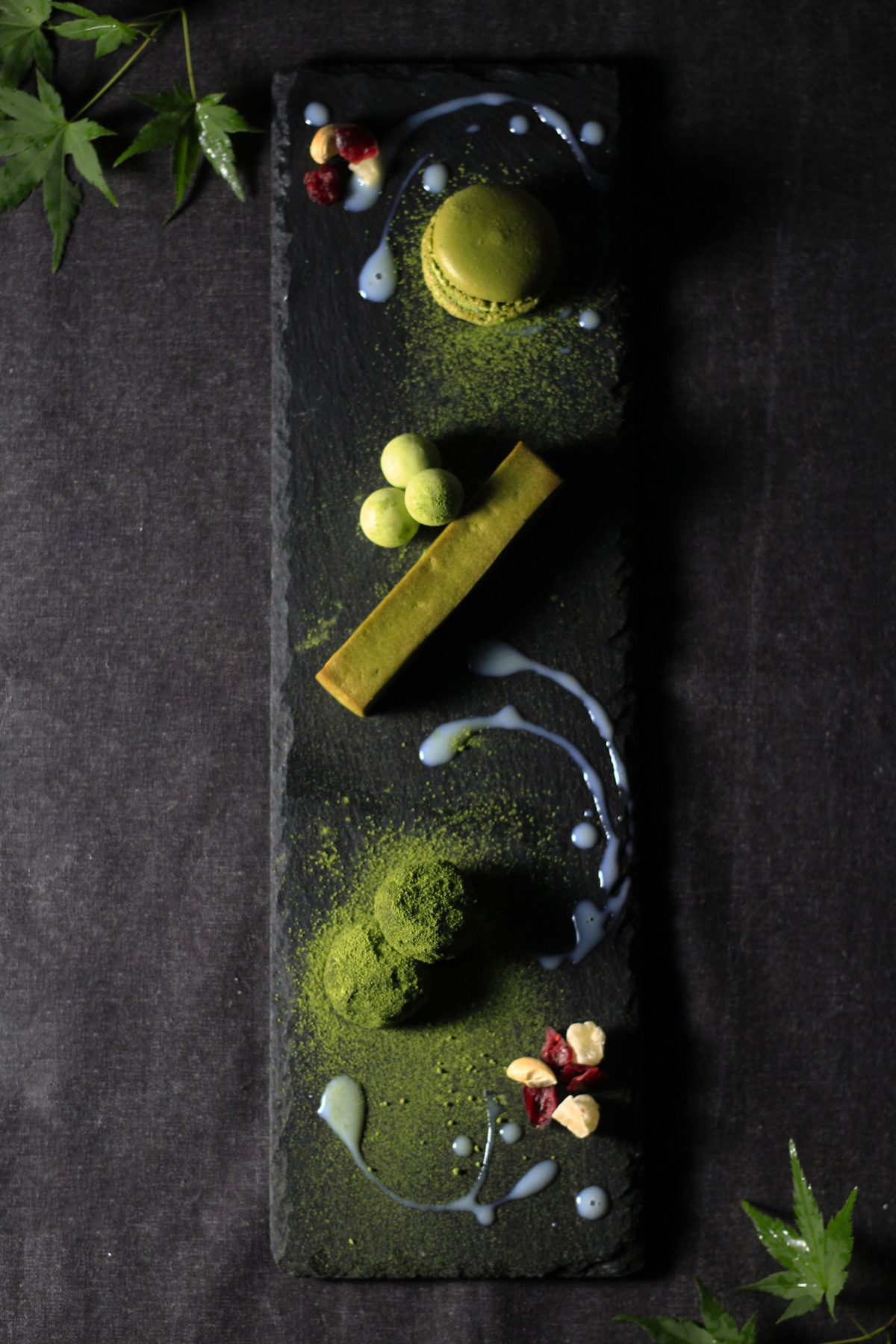 コンビニ抹茶スイーツロングプレート盛り付け②